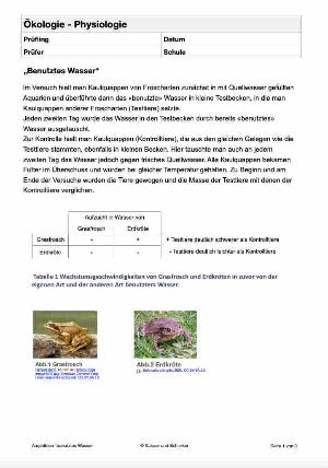 Ökologie - Amphibien in "benutztem Wasser"