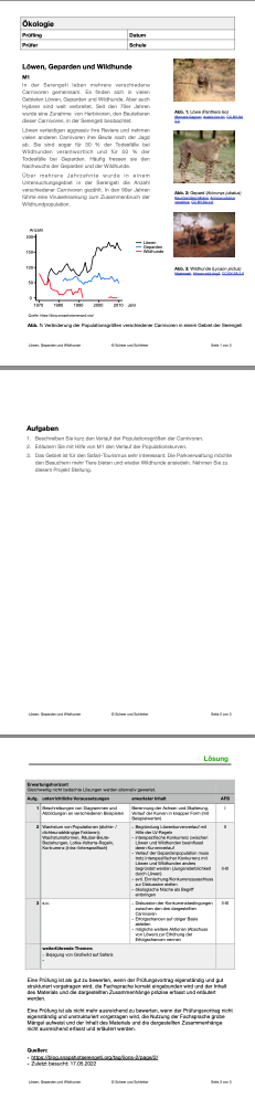 Ökologie - Löwen, Geparden und Wildhunde